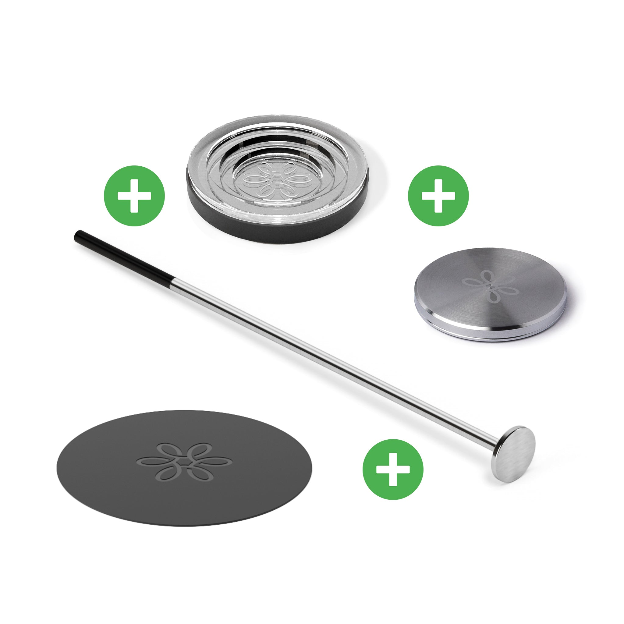 Rod + Disc + Glas-Tray + Pad