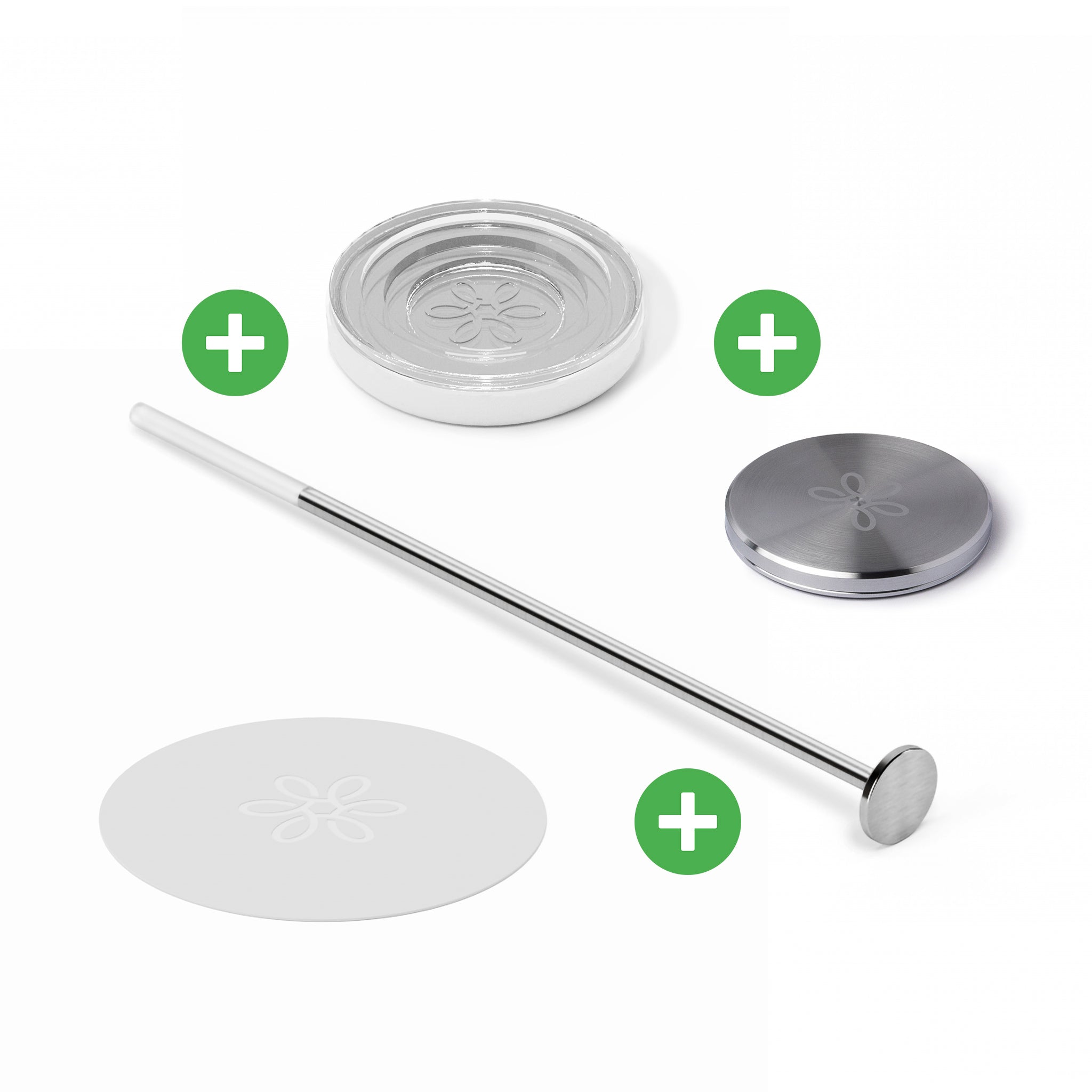 Rod + Disc + Glas-Tray + Pad